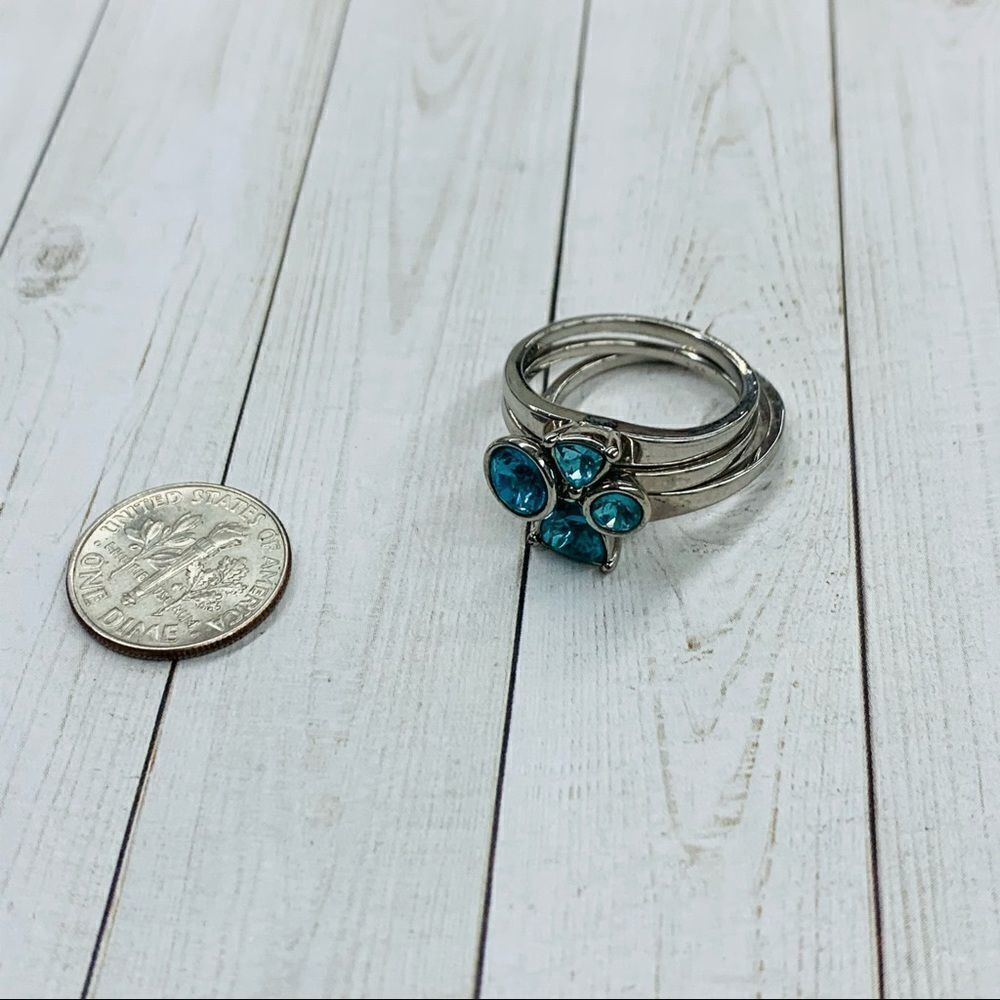 Blue Crystals Silver Stack Rings‎
